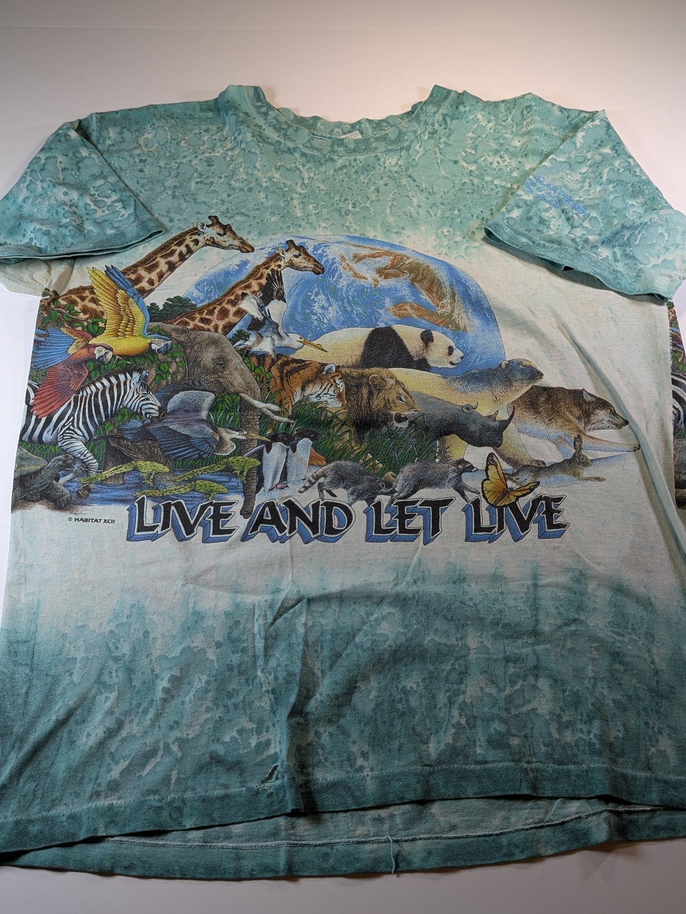 Vintage 90s Distressed Tie Dye Live And Let Live T Shirt L